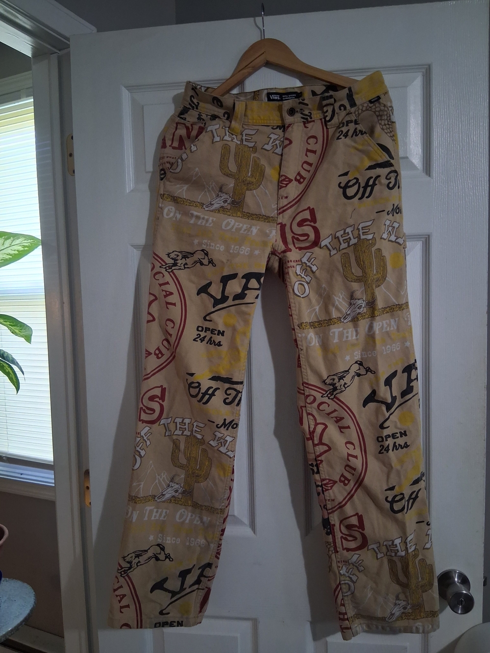 Vans Beige Graphic Chinos with Yellow and Red Accents